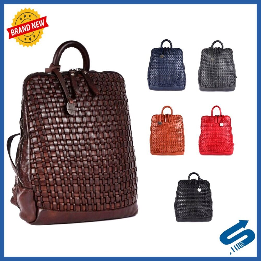 Genuine Leather Backpack Adjustable Straps Vintage Elegant Unisex Travel Daypack